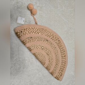 Shiraleah Chicago Half Moon Cotton Jute Blush Hand Bag Clutch NWT